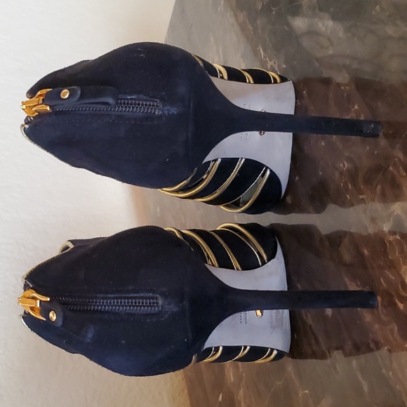 *SALE* Sergio Rossi black and gold caged bootie heels - Picture 6 of 11